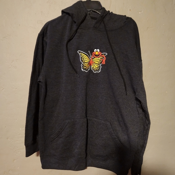 Sesame Street Tops - Sesame Street Elmo Butterfly Hoodie Dark Grey Size Small
